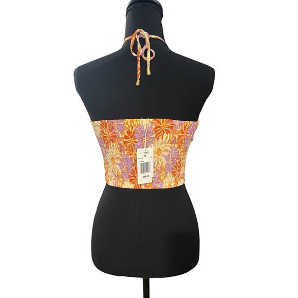 NWT! L*Space Blue Skies Wavy Daisy Halter Smocked Tube Top - Size Medium - Picture 8 of 9